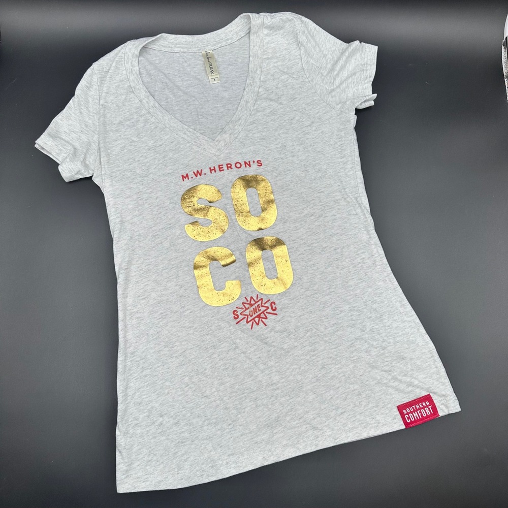 MW Herons Southern Comfort SOCO Graphic T Shirt Womens‎ V Neck Gray Small